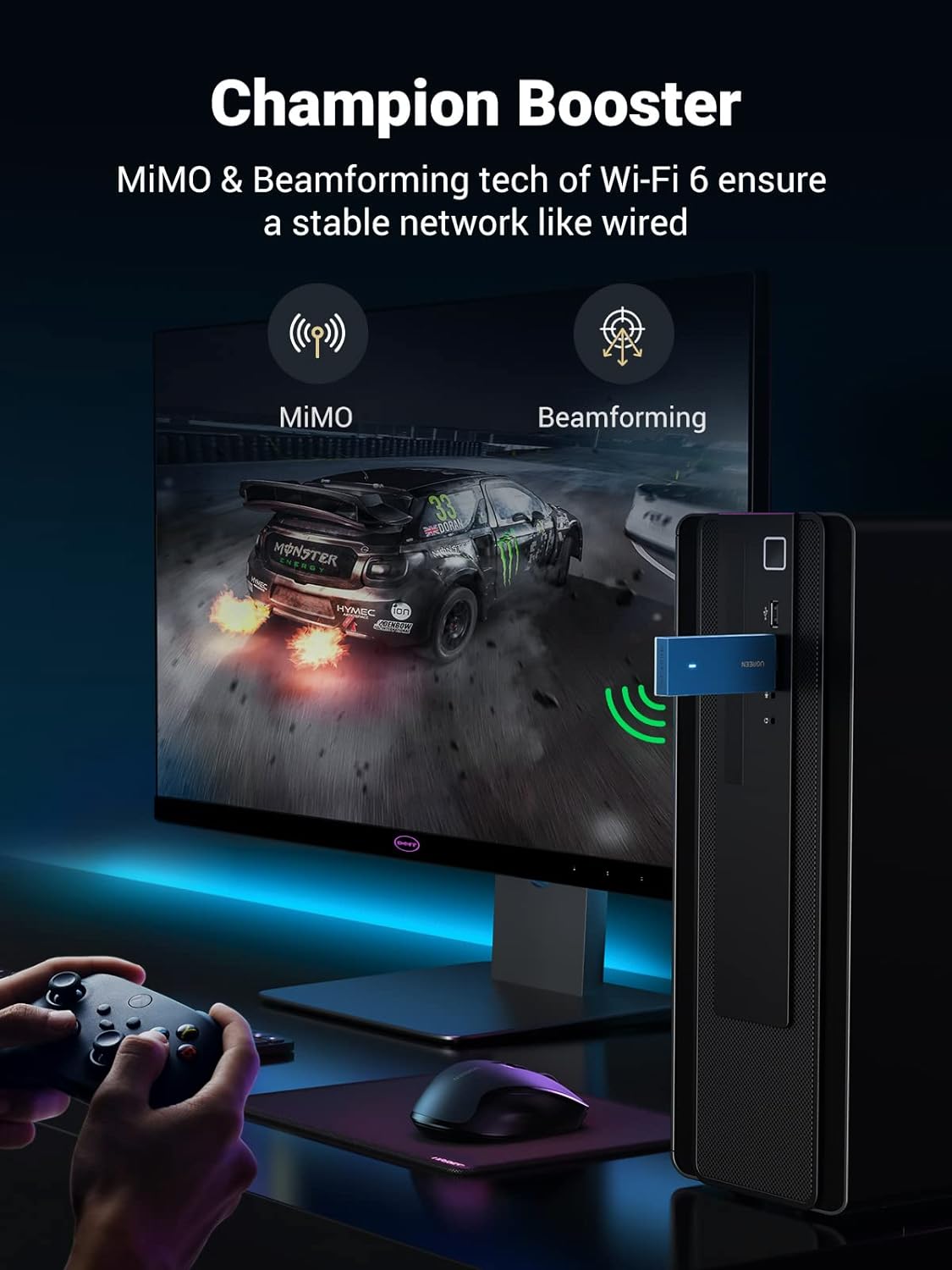 UGREEN AX1800 WiFi 6 USB 3.0 Adapter Dual Band 5G 2.4G Network Dongle 802.11AX PC Laptop Windows 10 11 90340 Ugreen