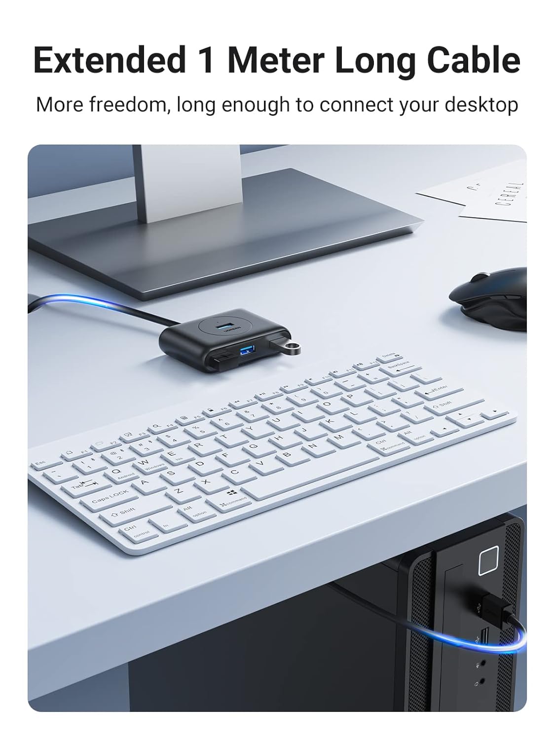 UGREEN 4-Port USB 3.0 Hub Super Speed MacBook MacBook Air Mac Mini Microsoft Surface Ultrabook 30 Inch Cable USB Hub (20291) Ugreen