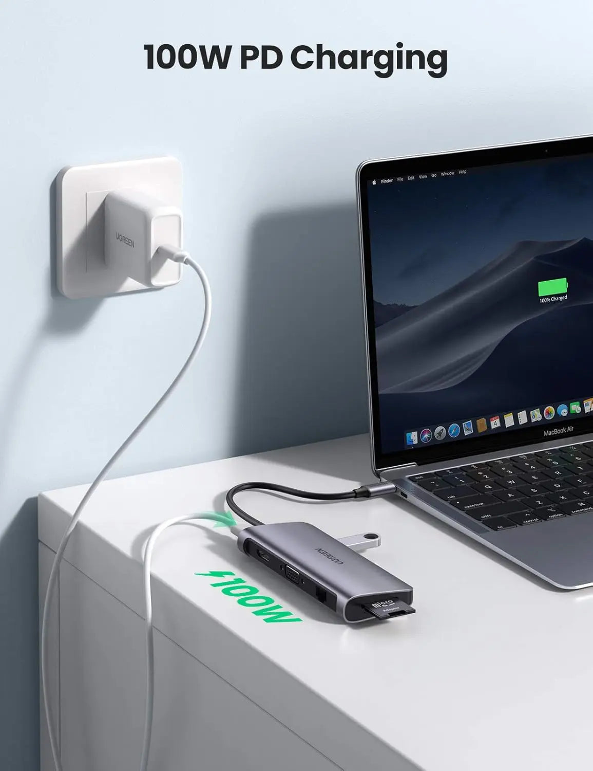 UGREEN 9-in-1 USB Type C Docking Station 4K HDMI VGA Gigabit Ethernet PD Charging 3 USB 3.0 SD Card MacBook Dell XPS (40873) Ugreen