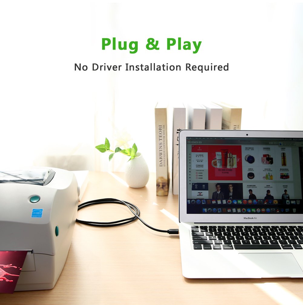 UGREEN USB 3.0 Printer Cable 2M A to B High Speed HP Canon Epson Brother Scanner Hard Drive Cable (10372) Ugreen