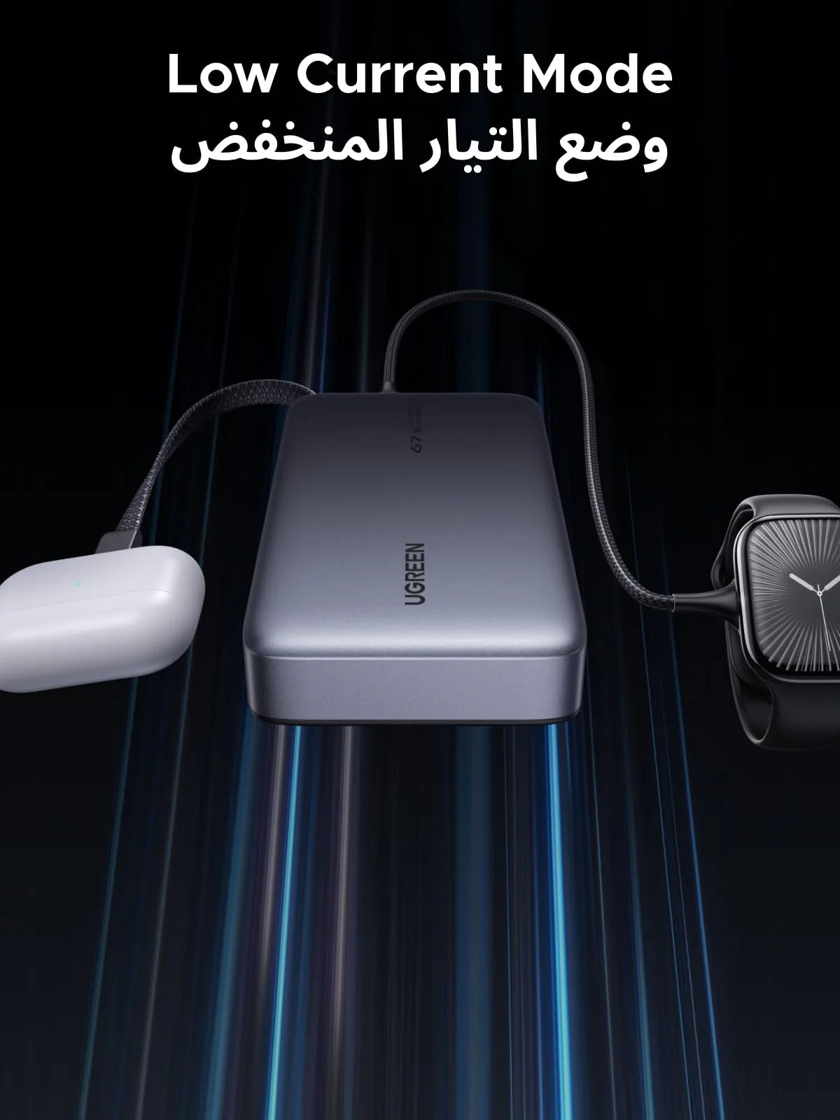 UGREEN Nexode Power Bank 20000mAh 67W with Built-in USB-C Cable (55996B)