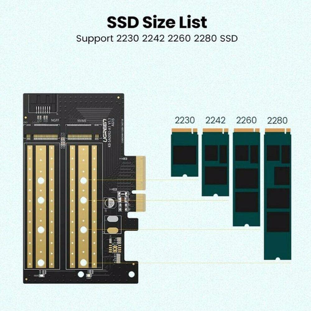 UGREEN M.2 NVMe to PCIe 3.0 x4 Adapter Card Internal SSD Converter 2230 2242 2260 2280 Desktop PC Expansion 70504 Ugreen