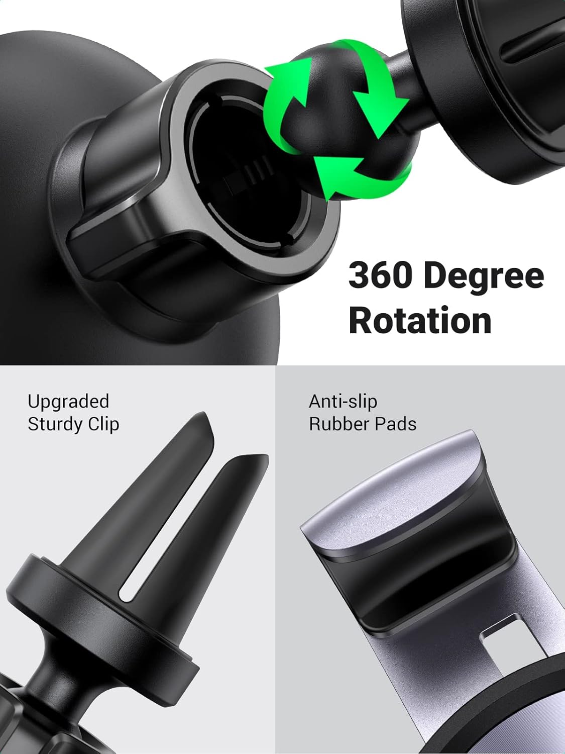 UGREEN Gravity Air Vent Auto Lock Car Phone Holder, Mobile Stand Adjustable Mount Super Stable Cradle Compatible with iPhone 13 Pro Max 12 11 XS XR 8 SE 3 Galaxy S21 FE S10 S9 A71 Huawei P40 Redmi 10(50564)