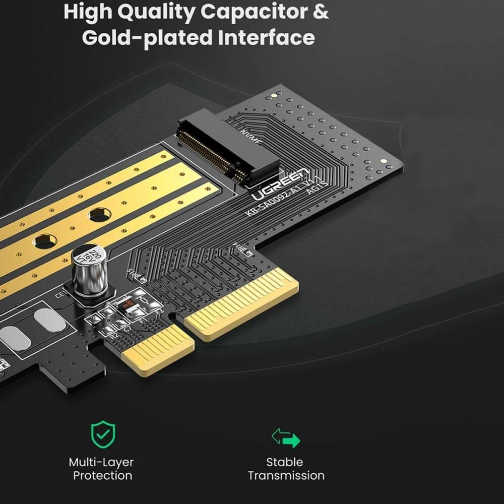 UGREEN M.2 NVMe to PCIe 3.0 x4 Adapter Card Internal SSD Converter 2230 2242 2260 2280 Desktop PC Expansion 70504 Ugreen