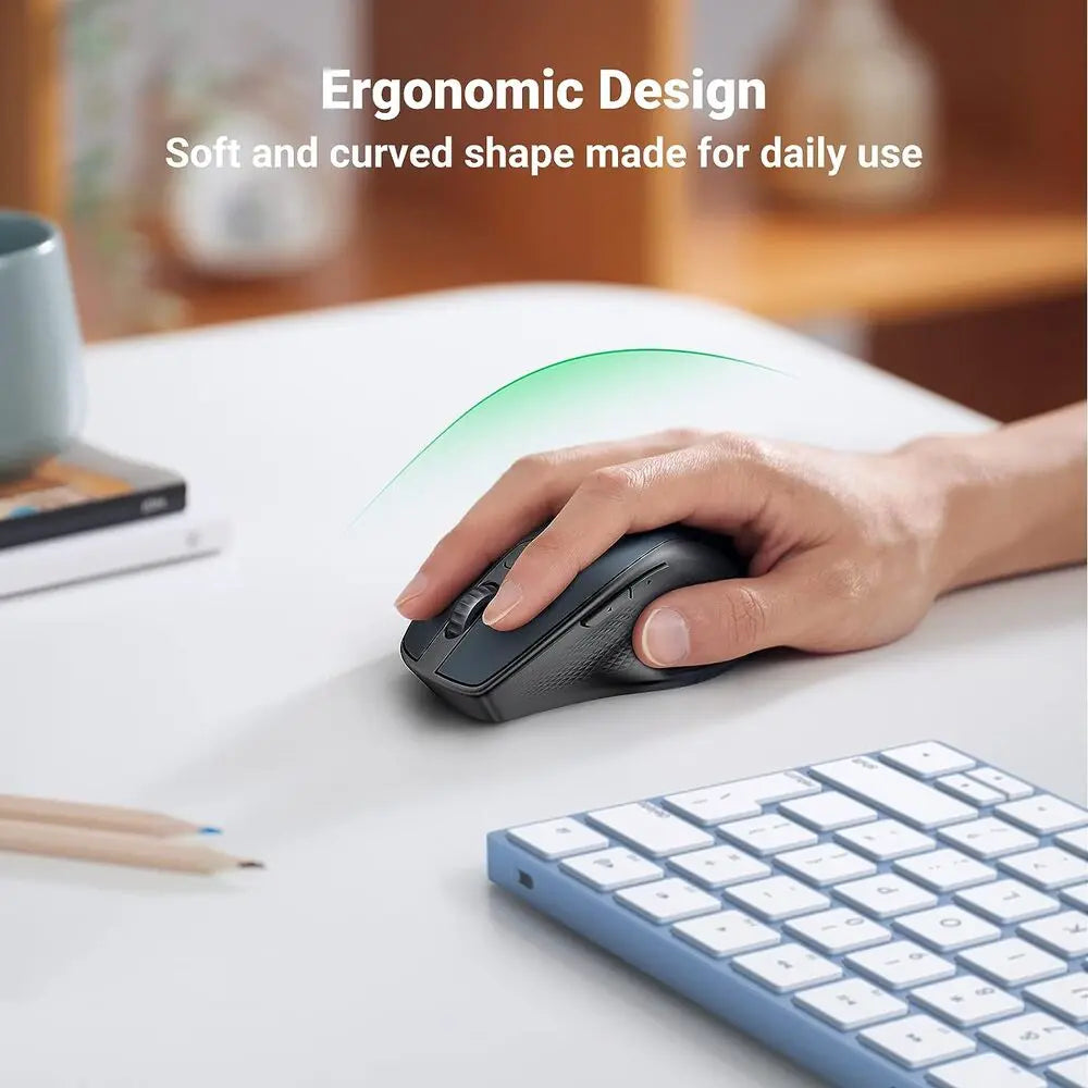 UGREEN Ergonomic 5 Button Silent 2.4G Wireless Bluetooth 5.0 Optical Mouse USB Receiver 4000 DPI MacBook PC Blue (15807) Ugreen