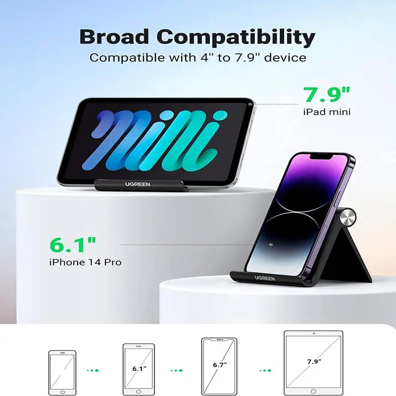 UGREEN Multi-Angle Height Adjustable Cell Phone Holder Desk Stand Mobile Phone Support Tablet Smartphone Universal (50747) Ugreen
