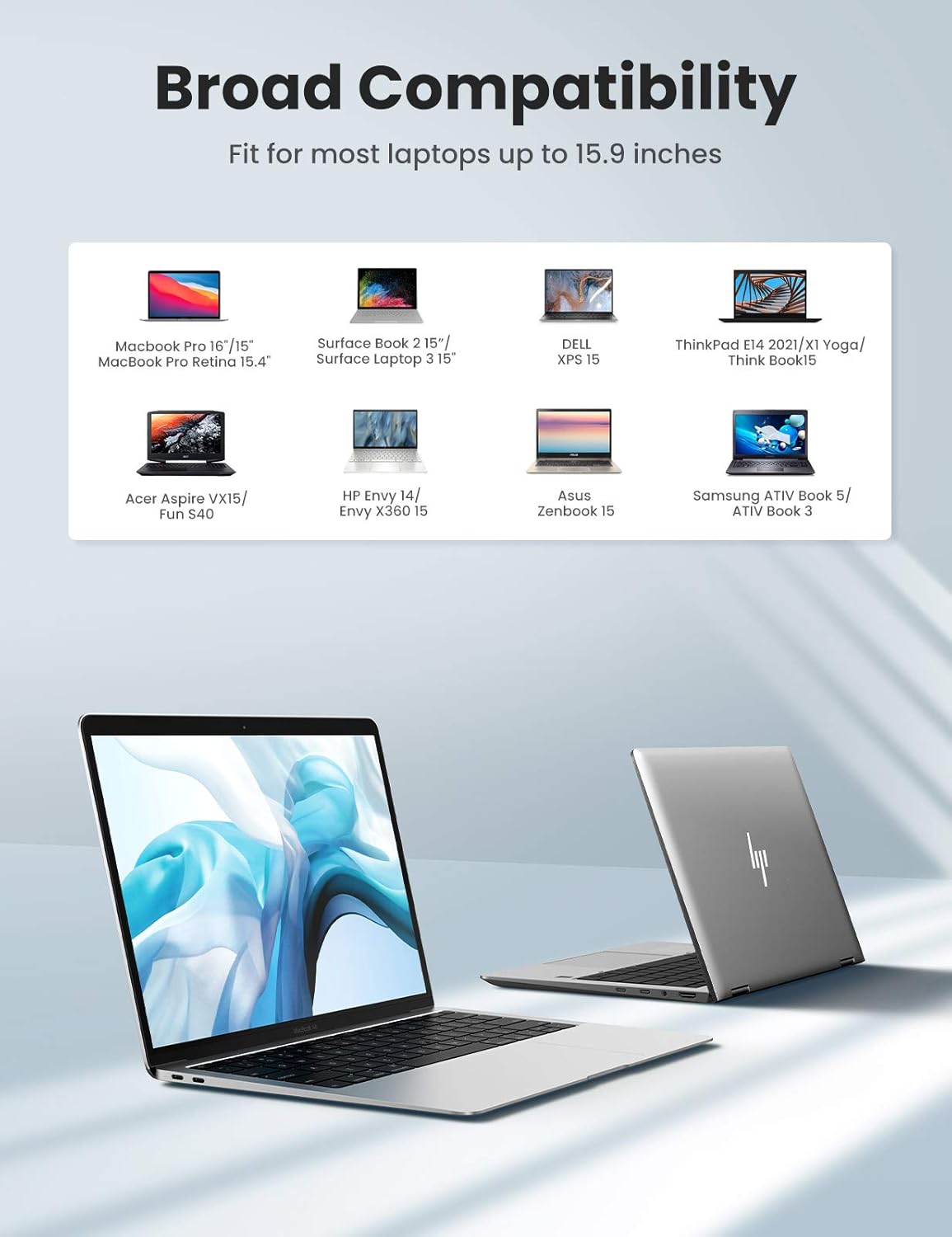 UGREEN 15.6 Inch Laptop and Tablet Case - Laptop Shoulder Bag Business Briefcase Laptop Bag - Compact Tablet Computer Carrying case with Accessory Storage Pockets Gray 30325