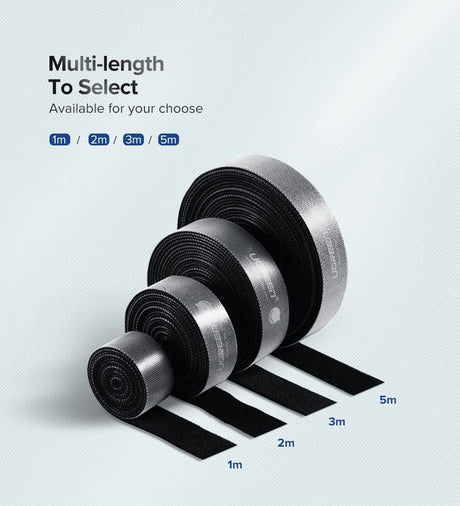 UGREEN 2M Velcro Cable Organizer Reusable Hook Loop Fastening Tape Roll Adjustable Wire Management TV Computer Office Black 40354 Ugreen