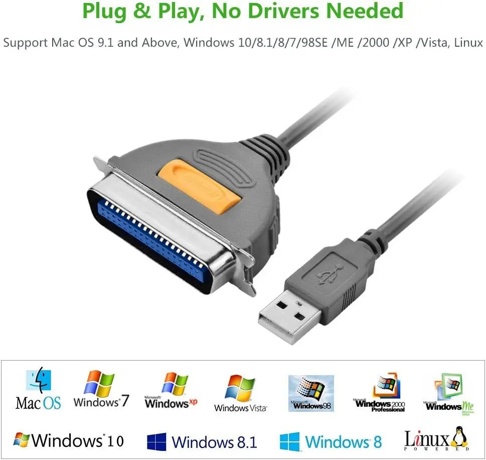 UGREEN 2M USB 2.0 to IEEE1284 CN36 Male Parallel Printer Adapter Cable USB to Parallel Converter Inkjet Laser Printer Gray 20225 Ugreen