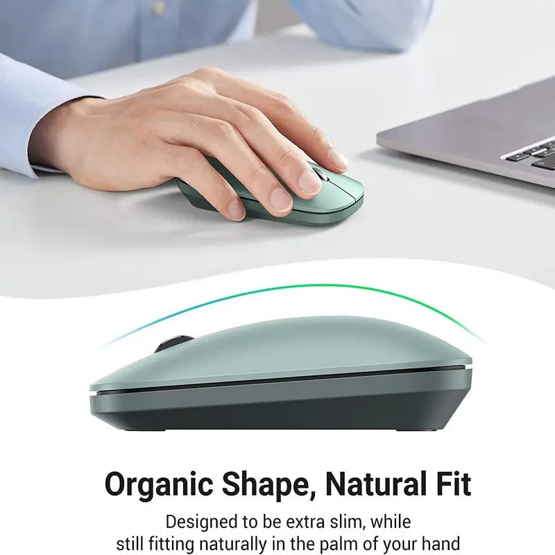 UGREEN 2.4G Silent Wireless Optical Mouse USB Receiver 4000 DPI PC Laptop Computer Chromebook MacBook Green Ergonomic (90374) Ugreen