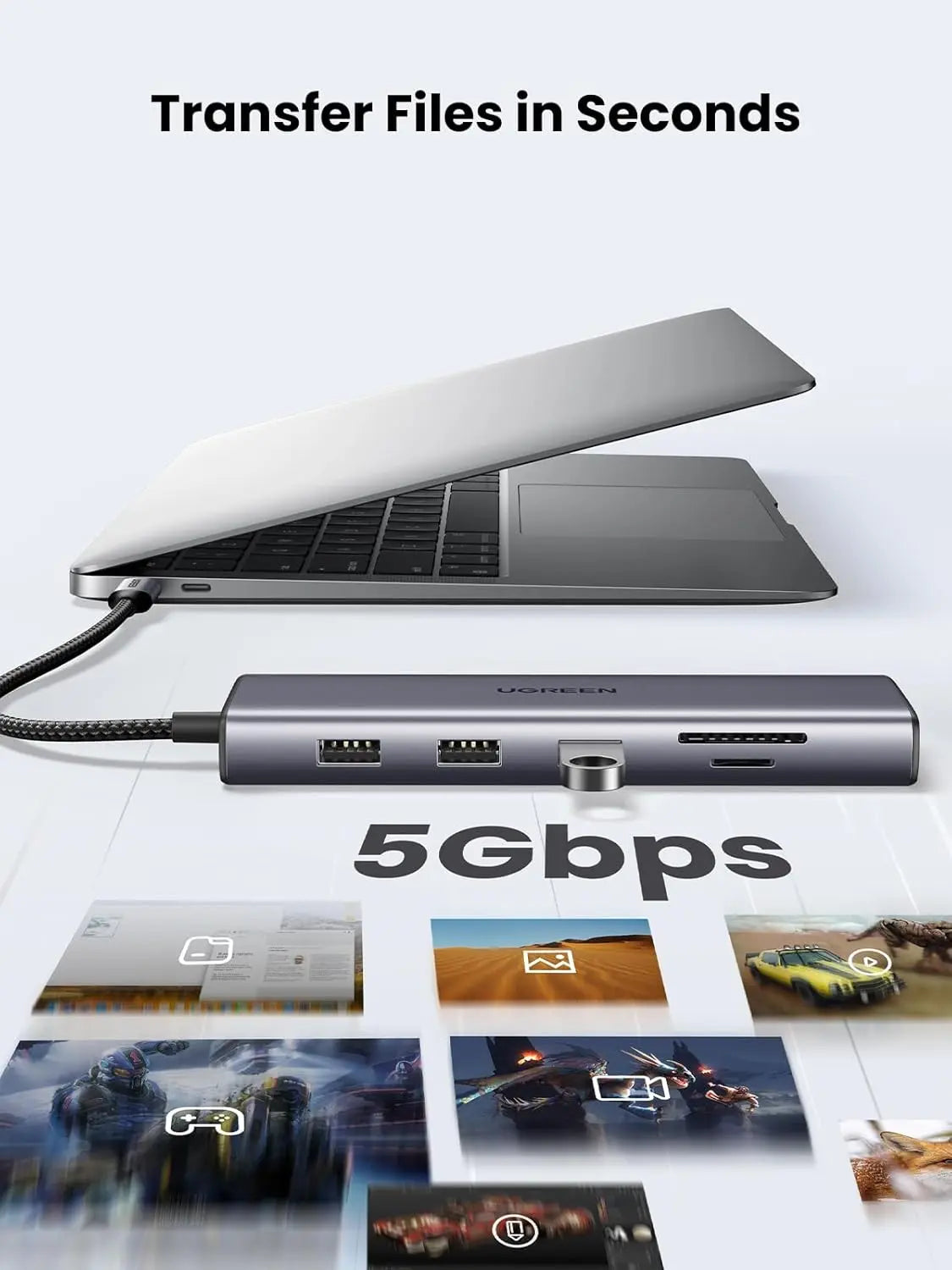 UGREEN 10-in-1 USB-C Docking Station 4K HDMI VGA Dual Monitor 1Gbps Ethernet 100W PD 3x USB 3.0 SD/TF Audio Laptop Tablet 15601 Ugreen