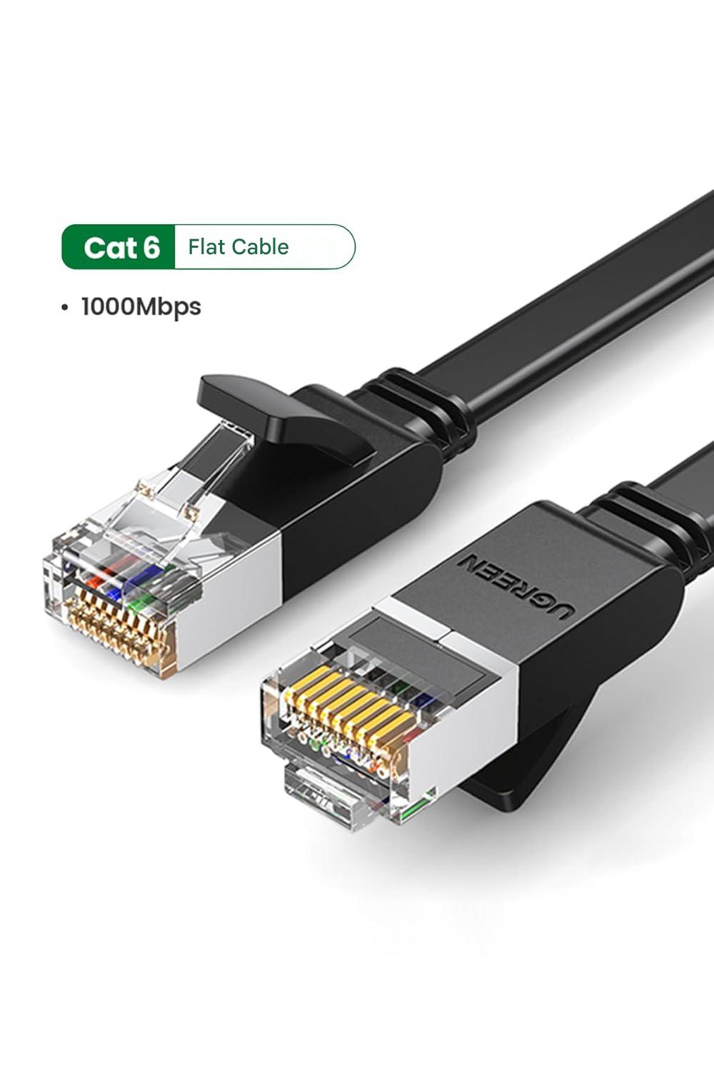 UGREEN 8M Cat 6 U/UTP Lan Flat Cable, Black (50177)