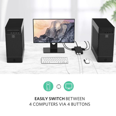 UGREEN 4x1 USB KVM Switch Box 4 In 1 Out Computer Sharing Switcher Keyboard Mouse Printer Monitor Multi-Device 50280 Ugreen