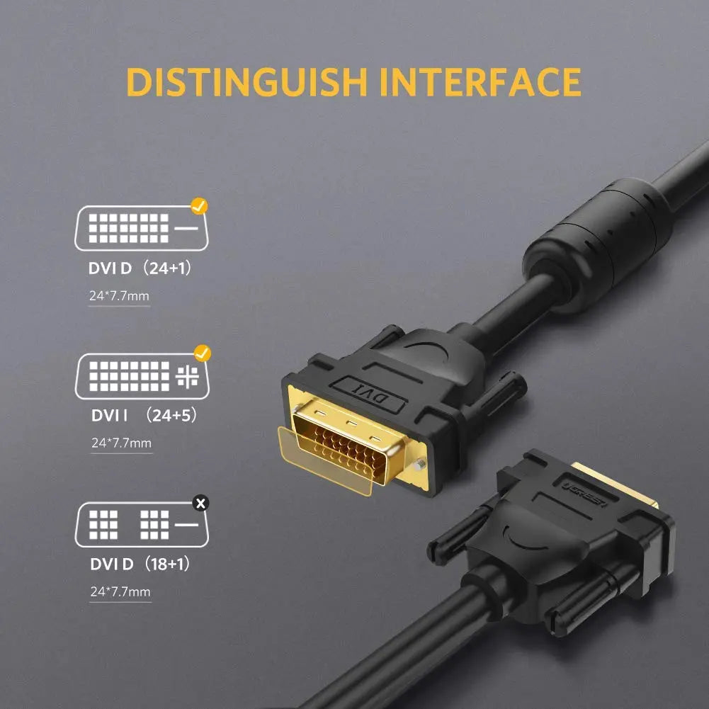 UGREEN 2M DVI-D 24+1 Dual Link Male to Male Digital Video Cable Gold Plated Ferrite Core 2560x1600 Gaming DVD Laptop HDTV 11604 Ugreen
