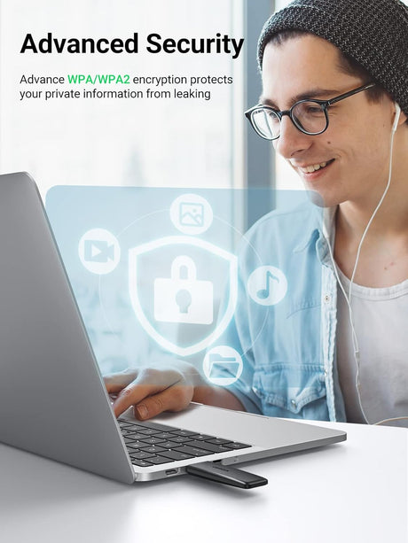 UGREEN AC1300 Dual Band WiFi Adapter USB 3.0 Wireless Network Dongle 5GHz 2.4GHz Desktop PC Laptop Windows Mac 50340 Ugreen