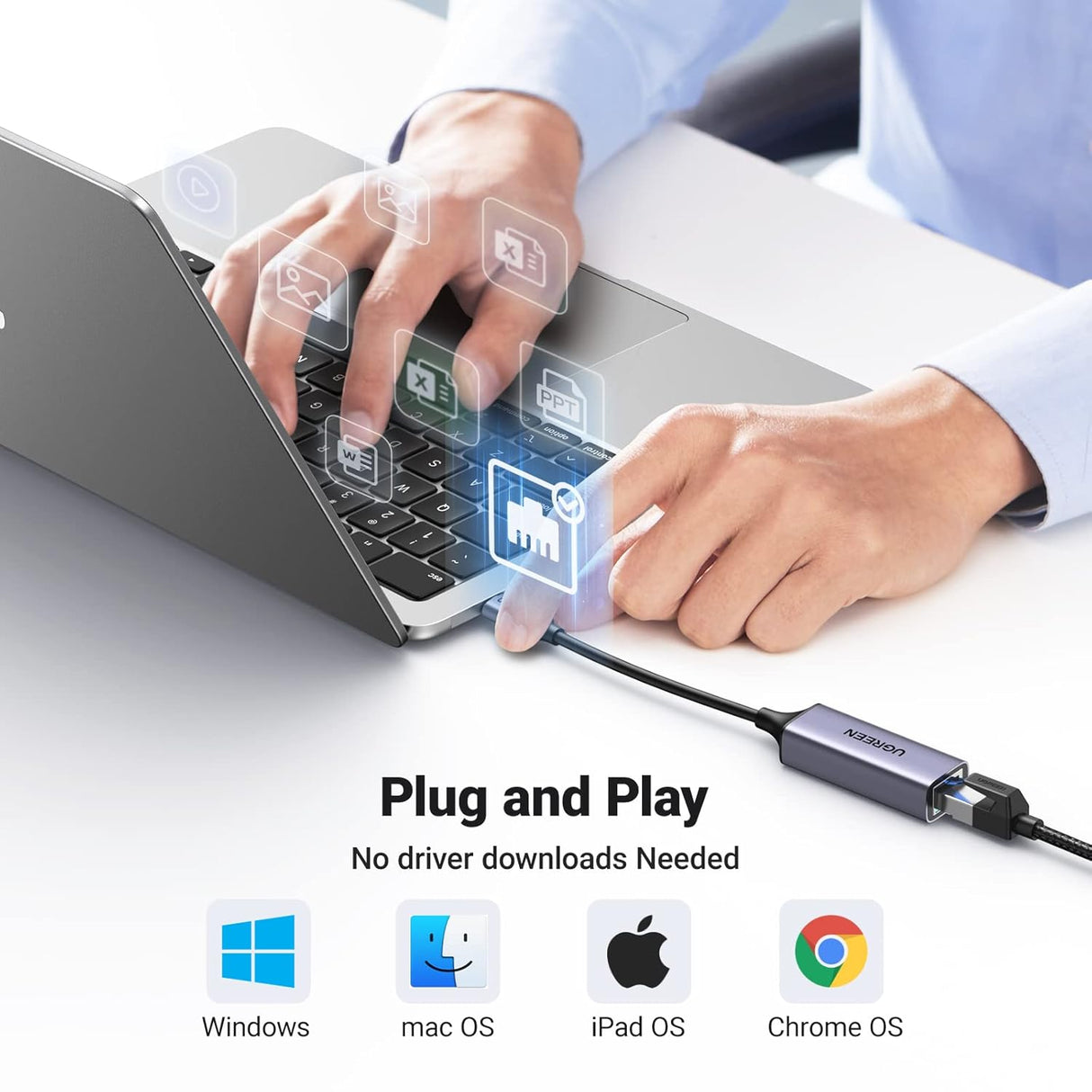 UGREEN USB C Ethernet Adapter Thunderbolt 3 RJ45 Gigabit 1000Mbps MacBook Pro iPad Pro Surface Dell XPS Galaxy S20 S10 Network 50737 Ugreen