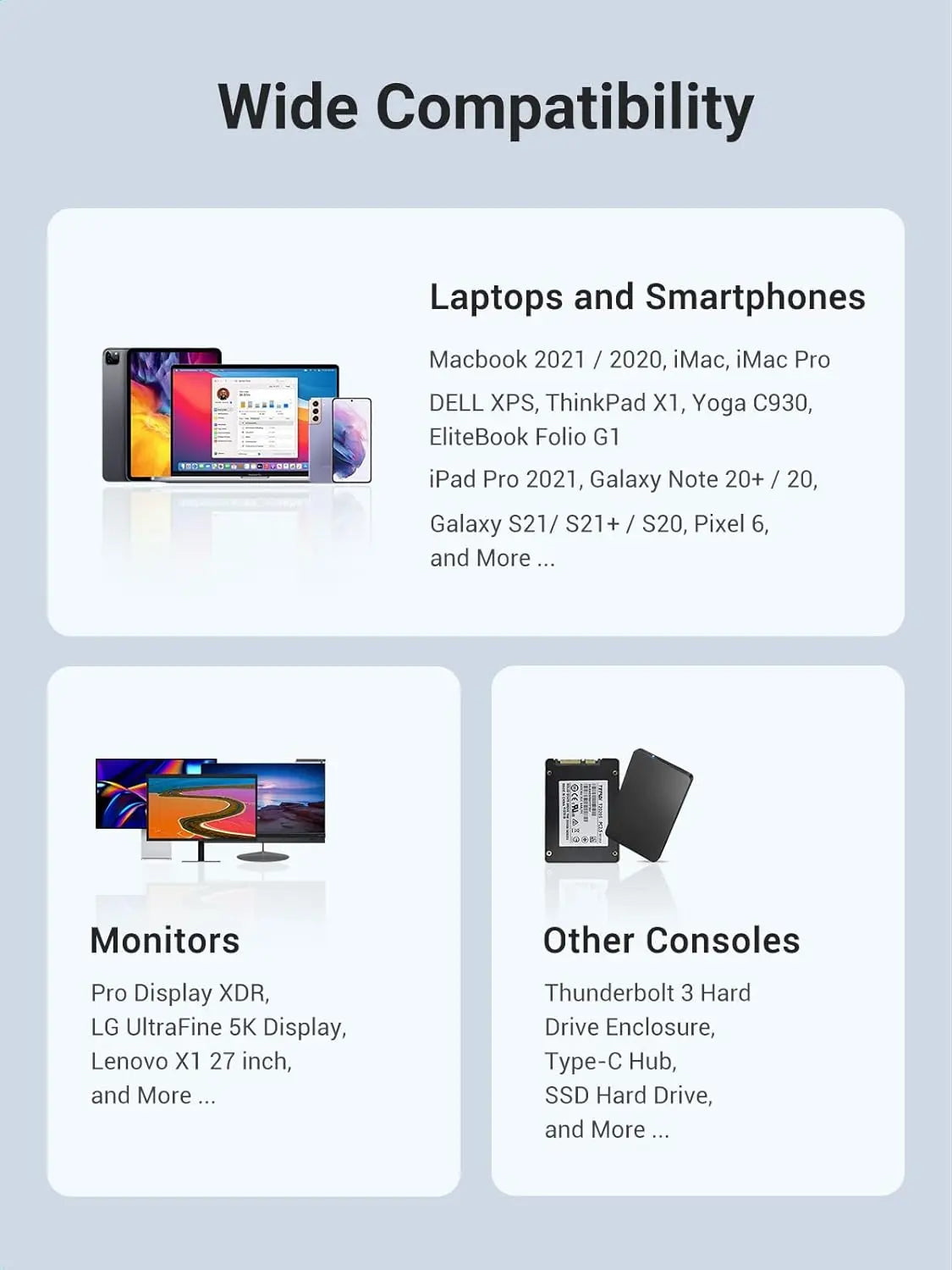 UGREEN USB 4.0 Cable 0.8M 100W USB C to USB C 40Gbps Data Transfer 8K Video PD Fast Charging MacBook iPad Dell XPS (40113) Ugreen