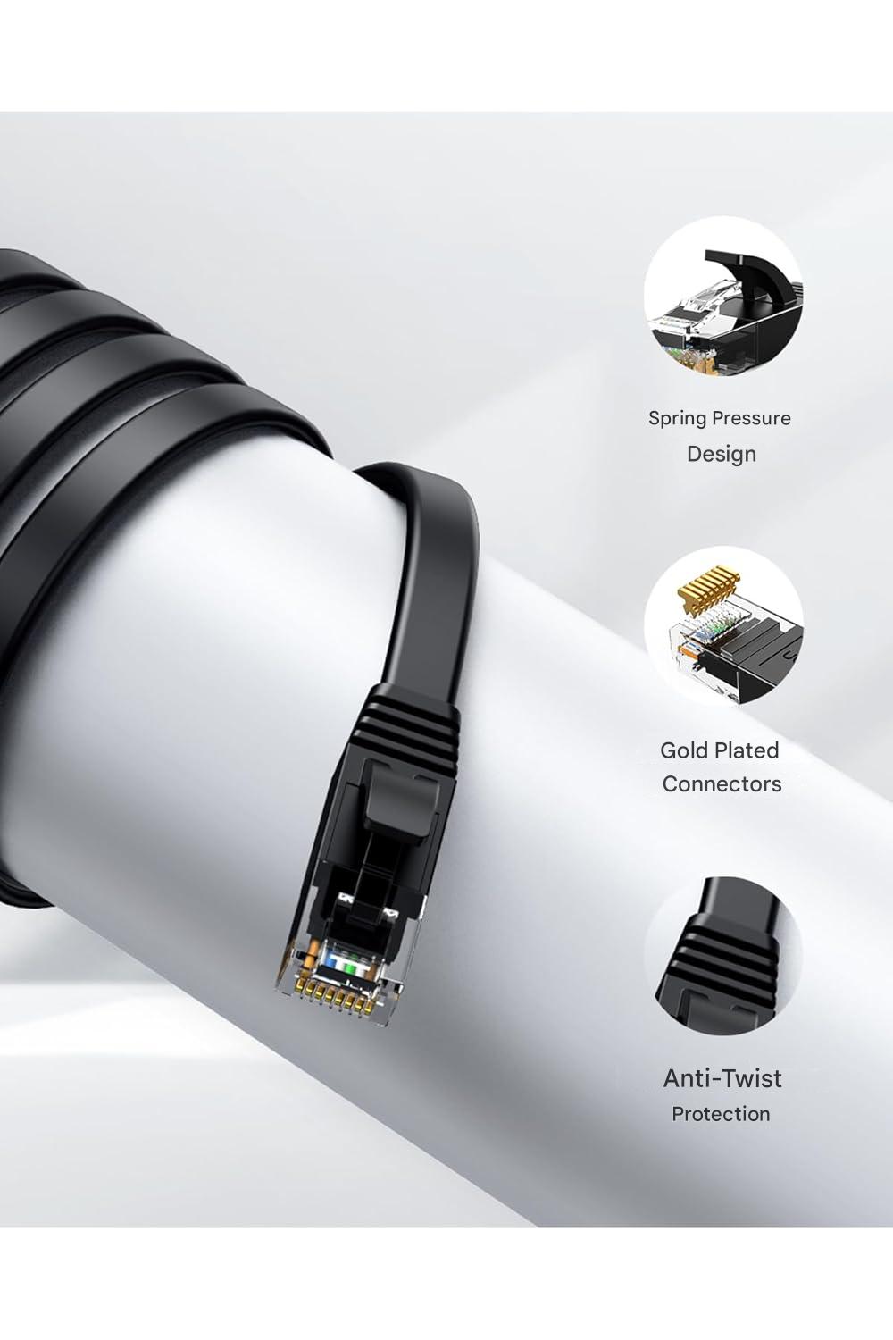 UGREEN 8M Cat 6 U/UTP Lan Flat Cable, Black (50177)