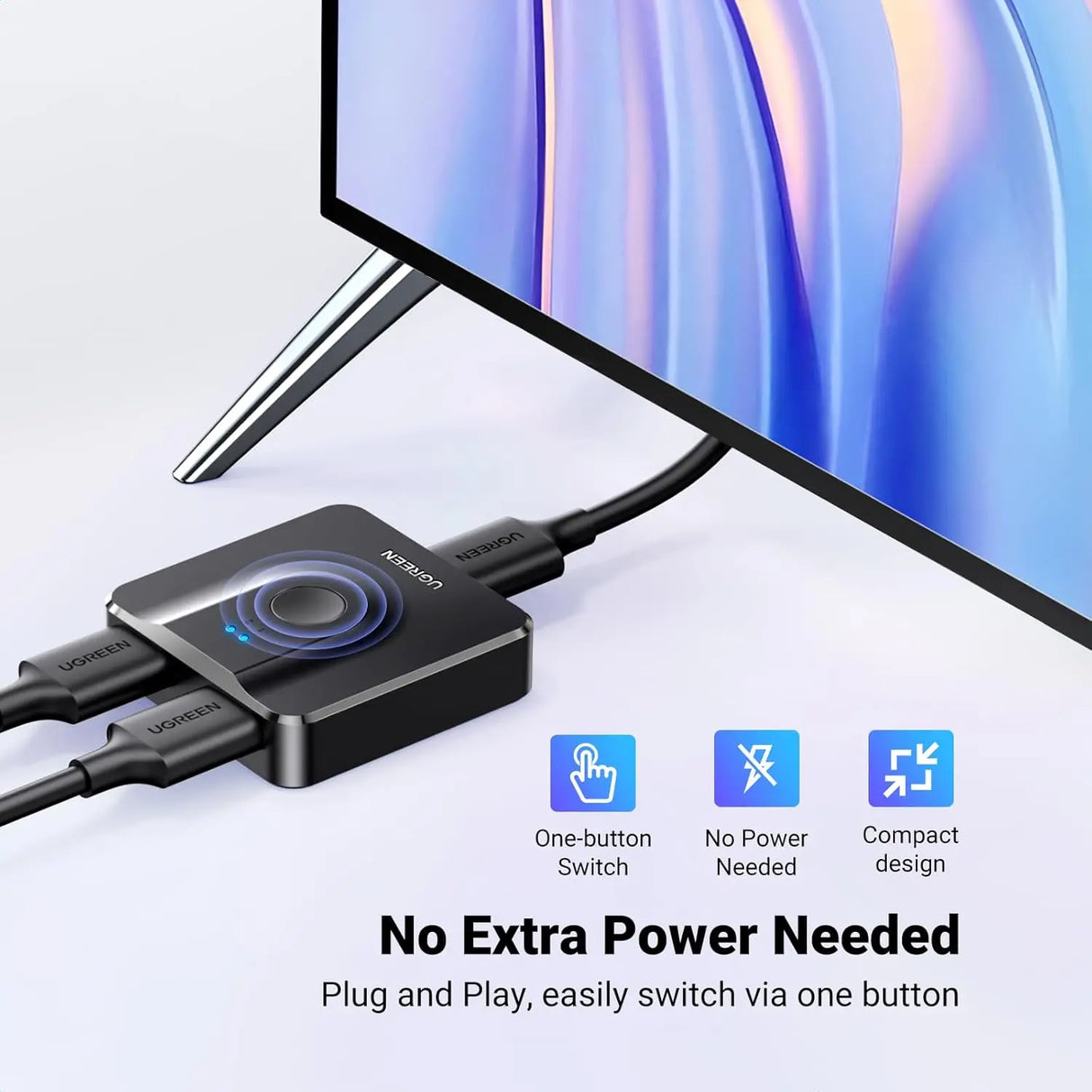 UGREEN 2 इन 1 आउट बाई-डायरेक्शनल HDMI स्विचर 4K@60Hz HDMI स्प्लिटर, ब्लू-रे प्लेयर, रोकू, टीवी स्टिक, निनटेंडो स्विच, Xbox, PS4, HDTV, मॉनिटर, प्रोजेक्टर आदि के लिए 3D सपोर्ट करता है। (50966)