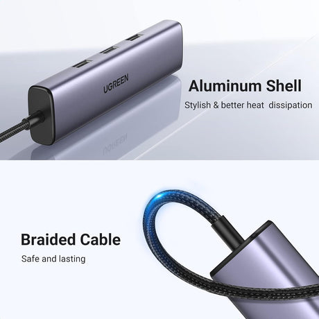 UGREEN 4-in-1 USB C Ethernet Adapter Thunderbolt 3 USB 3.0 Gigabit RJ45 Hub MacBook Pro Air iMac iPad Surface XPS (60600) Ugreen