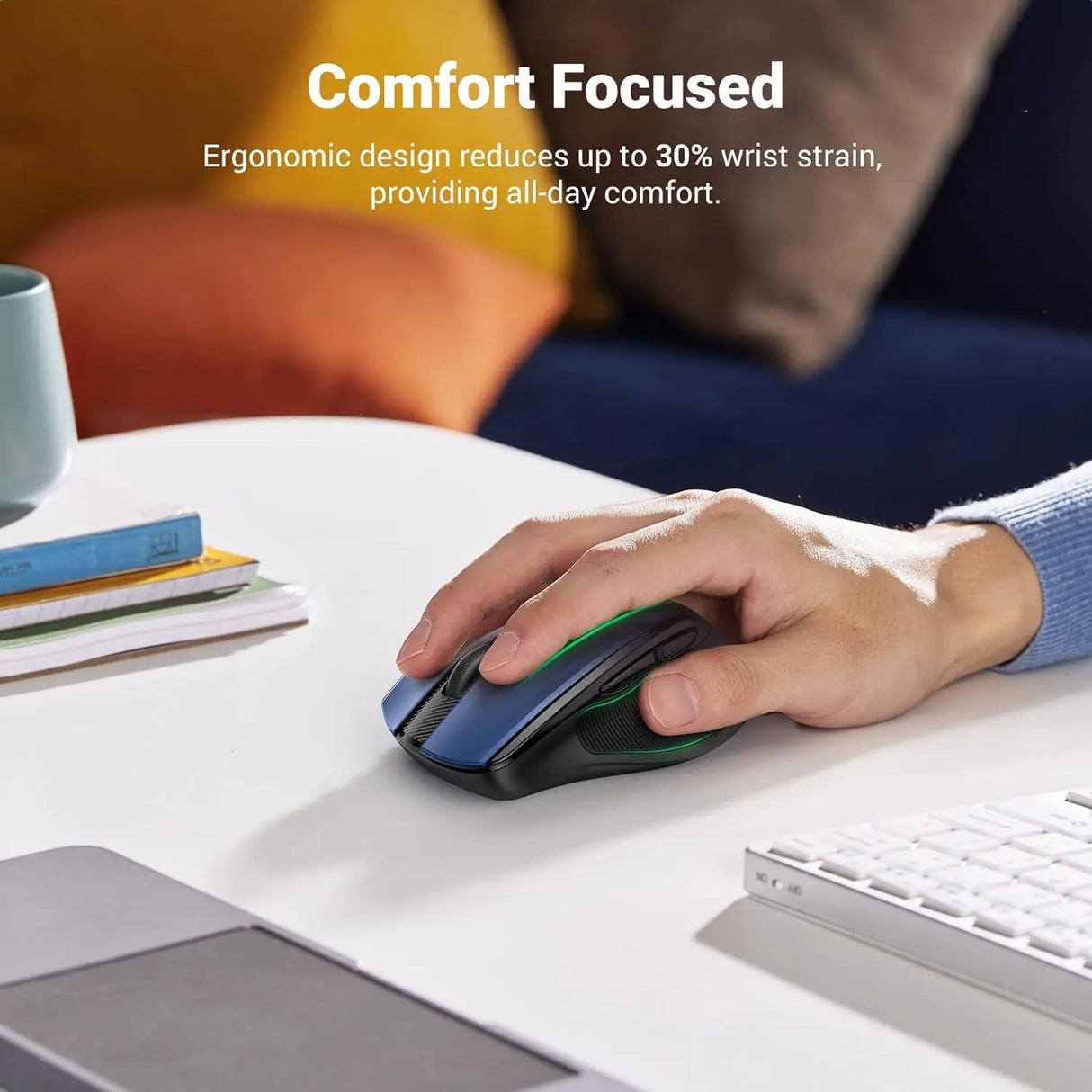 UGREEN Ergonomic Wireless Mouse 2.4G Portable Optical 4000 DPI 5 Adjustable Levels USB Receiver Laptop PC Windows Mac 15064 Ugreen