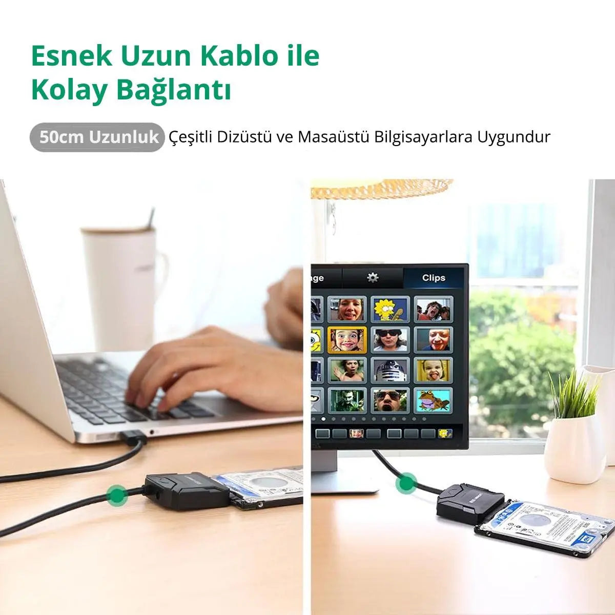 UGREEN USB 3.0 SATA Adapter Cable 5Gbps External Hard Drive Converter 2.5" 3.5" HDD SSD 12V Power Supply (20611)