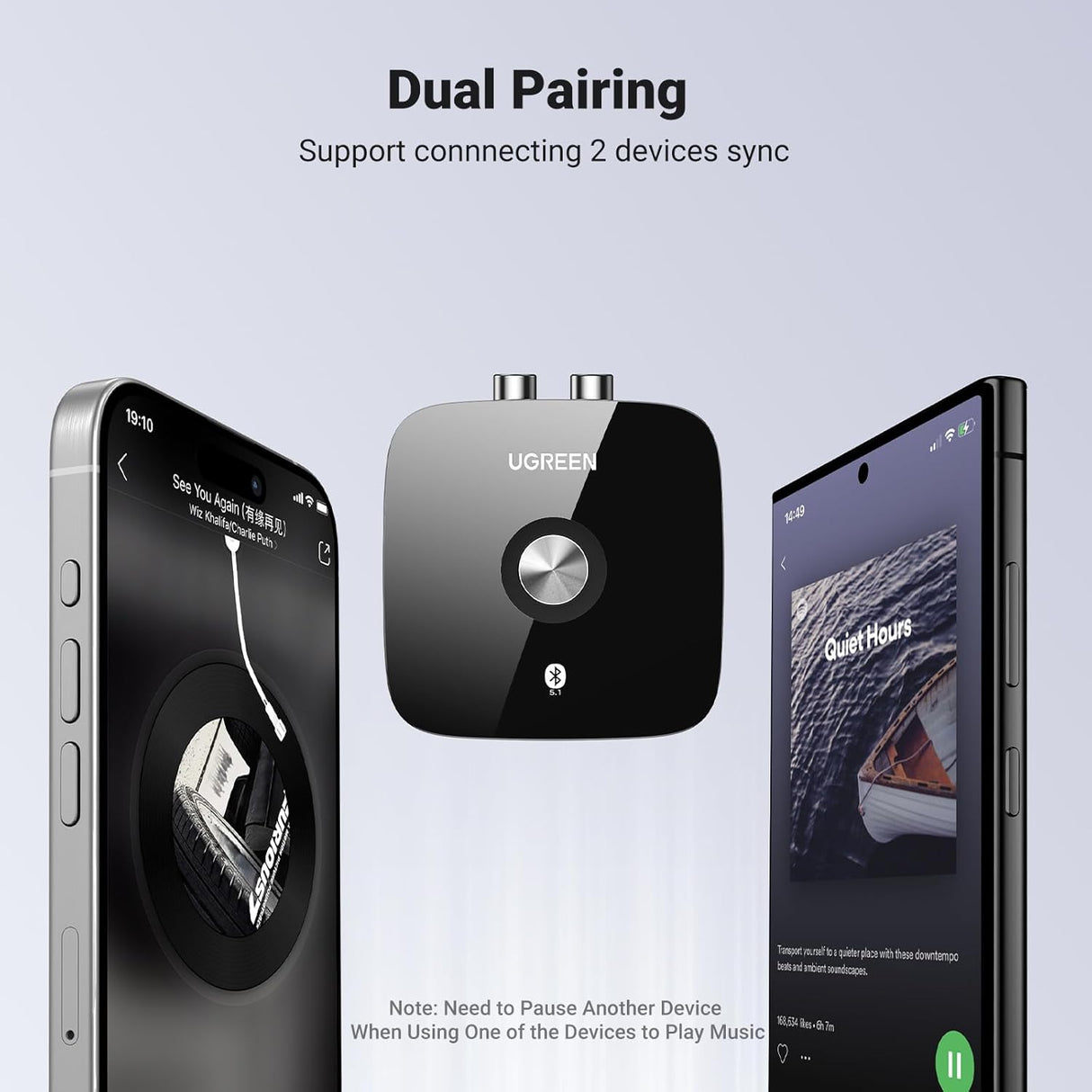 UGREEN Wireless Bluetooth 5.1 Receiver 2RCA aptX LL 3.5mm AUX Jack Music Adapter TV Car Audio Streaming 40759 Ugreen