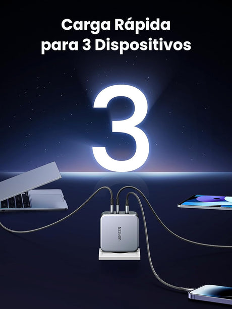 UGREEN 140W Nexode 3-Port USB C GaN II Charger PD 3.1 Power Supply MacBook Pro 16" Dell XPS iPhone 14 Galaxy S22 (90549) Ugreen