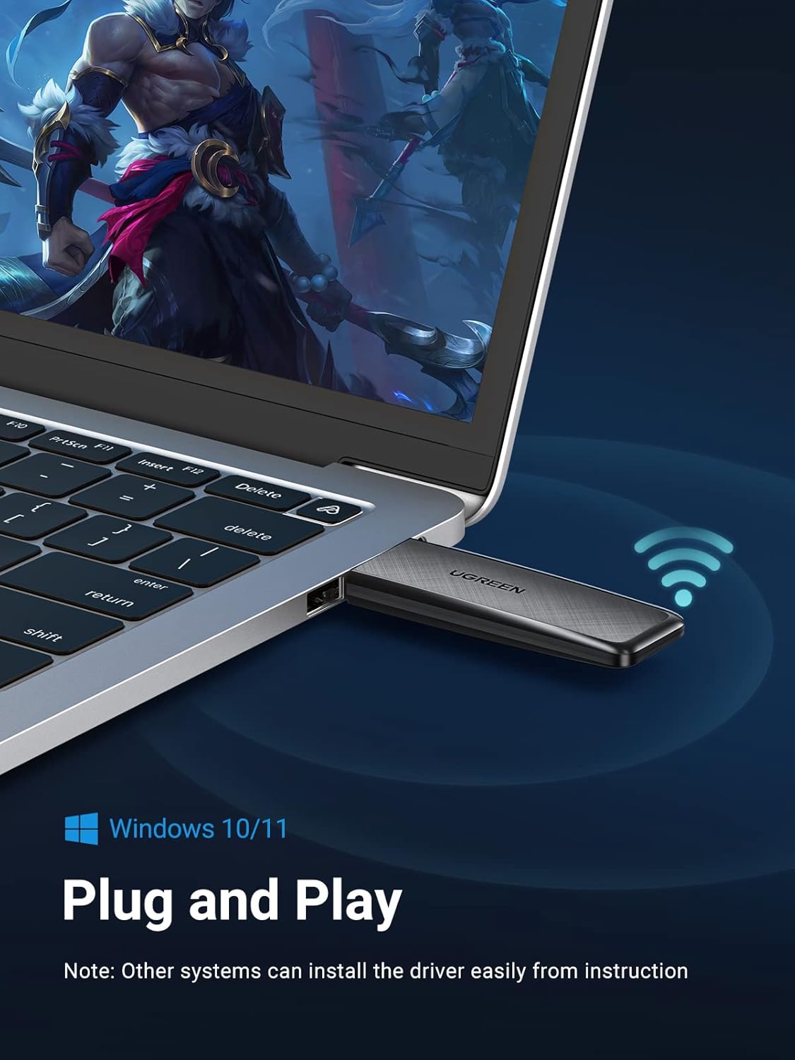 UGREEN AC1300 Dual Band WiFi Adapter USB 3.0 Wireless Network Dongle 5GHz 2.4GHz Desktop PC Laptop Windows Mac 50340 Ugreen