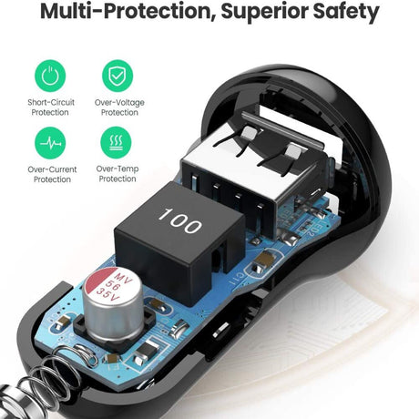 UGREEN 24W Dual USB Car Charger 4.8A Fast Charging Adapter iPhone 14/13/12/11 Galaxy S22/S21/S10 iPad Pro Air Mini (50875) Ugreen