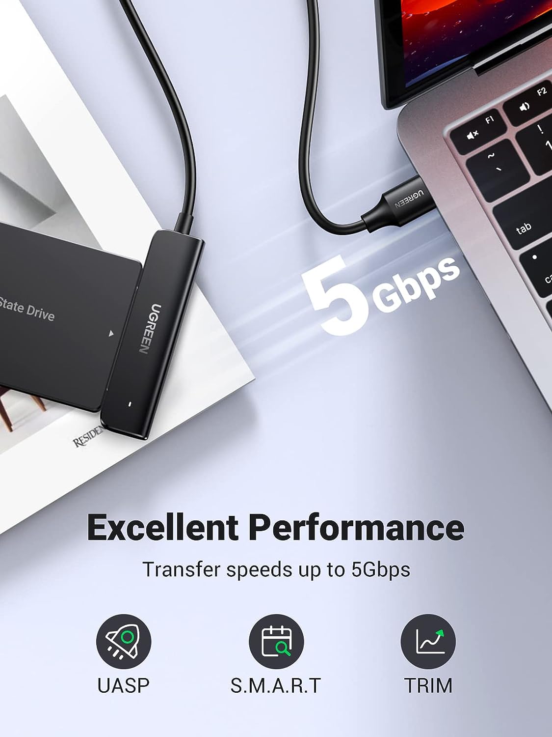 UGREEN SATA to USB 3.0 Adapter Cable 1.5ft 2.5 SSD HDD External Hard Drive Converter Data Transfer Backup 70609 Ugreen