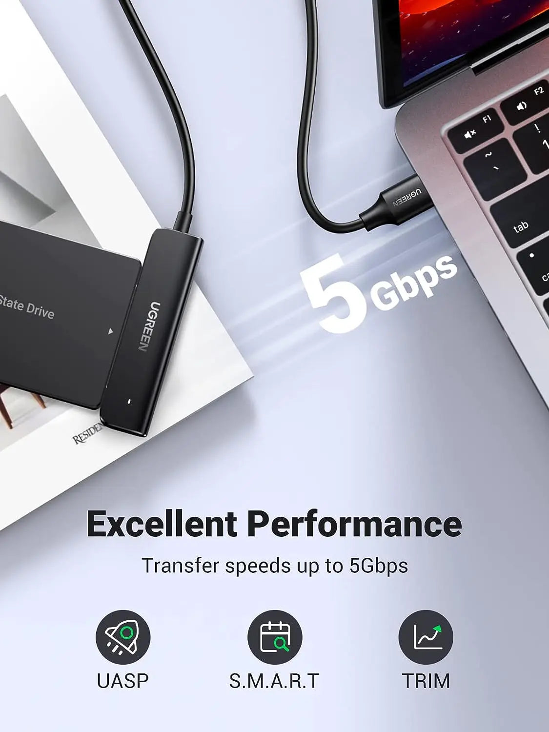 UGREEN SATA to USB 3.0 Adapter Cable 1.5ft 2.5 SSD HDD External Hard Drive Converter Data Transfer Backup 70609 Ugreen