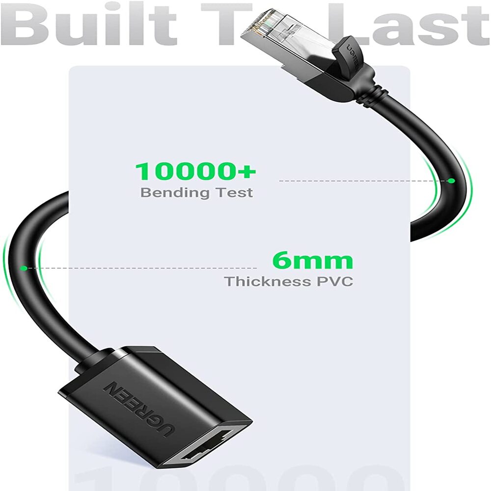 UGREEN Cat6 Ethernet Extension Cable 3M F/UTP RJ45 Male to Female 1000Mbps Gigabit Router PS5 Xbox Smart TV PC (11282) Ugreen