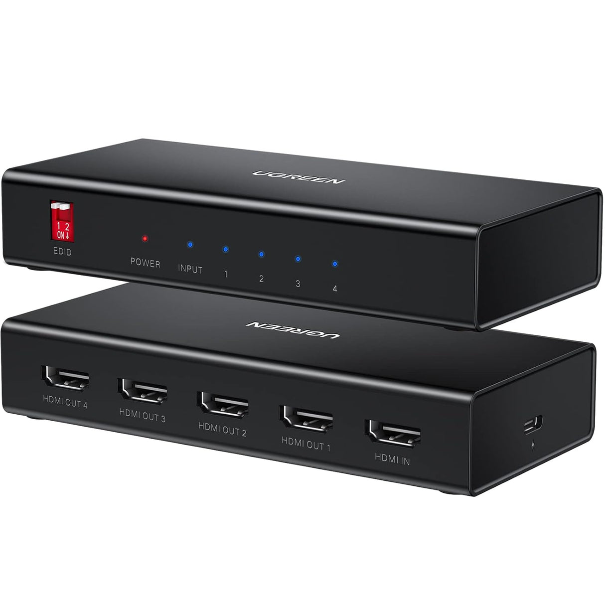 UGREEN 1x4 HDMI Splitter 4K@60Hz HDMI 2.0 Splitter 1 In 4 Out 18Gbps Bandwidth UHD Full HD 3D TV Monitor Projector Quad 90514 Ugreen