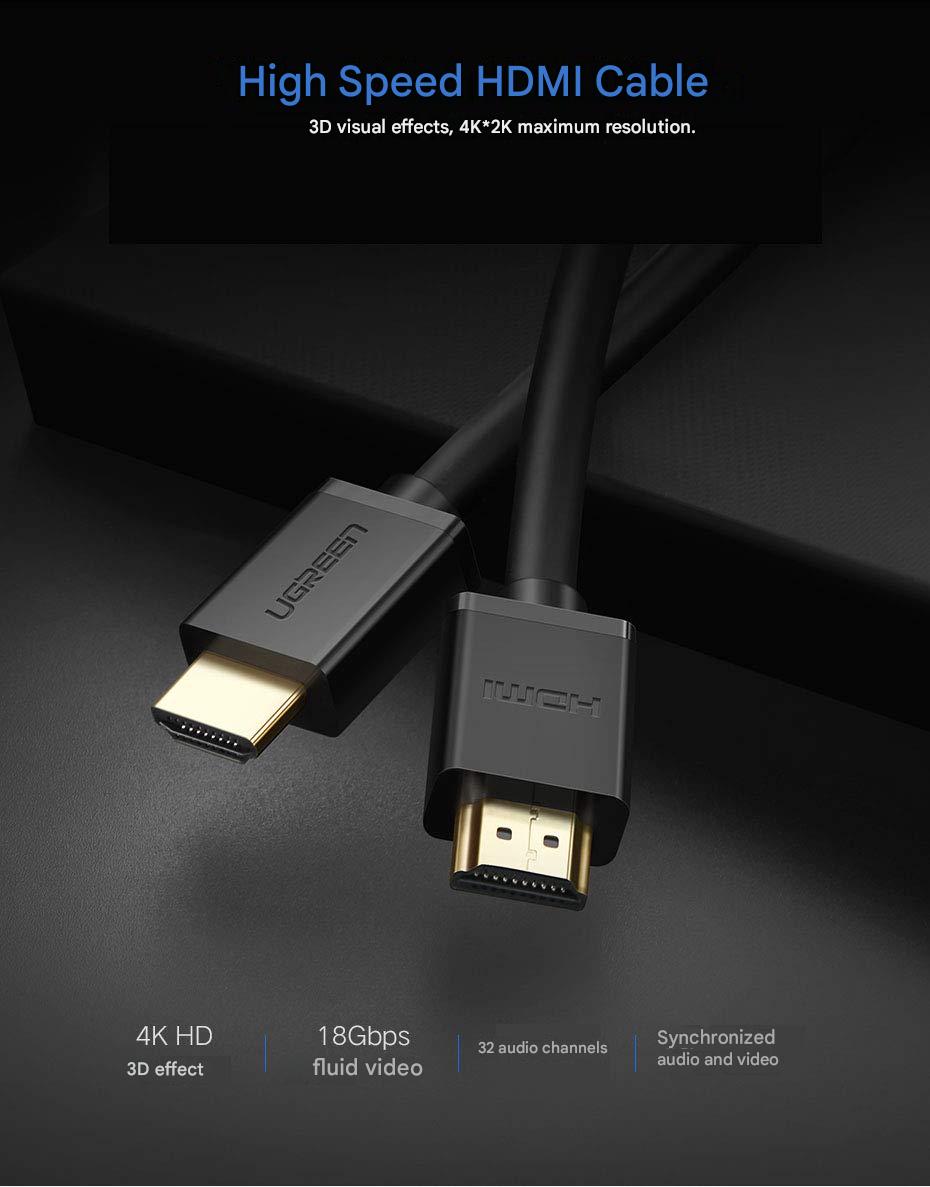 UGREEN 5M HDMI 1.4 Cable High Speed 4K 30Hz Full Copper Ethernet ARC Gold Plated (10109)