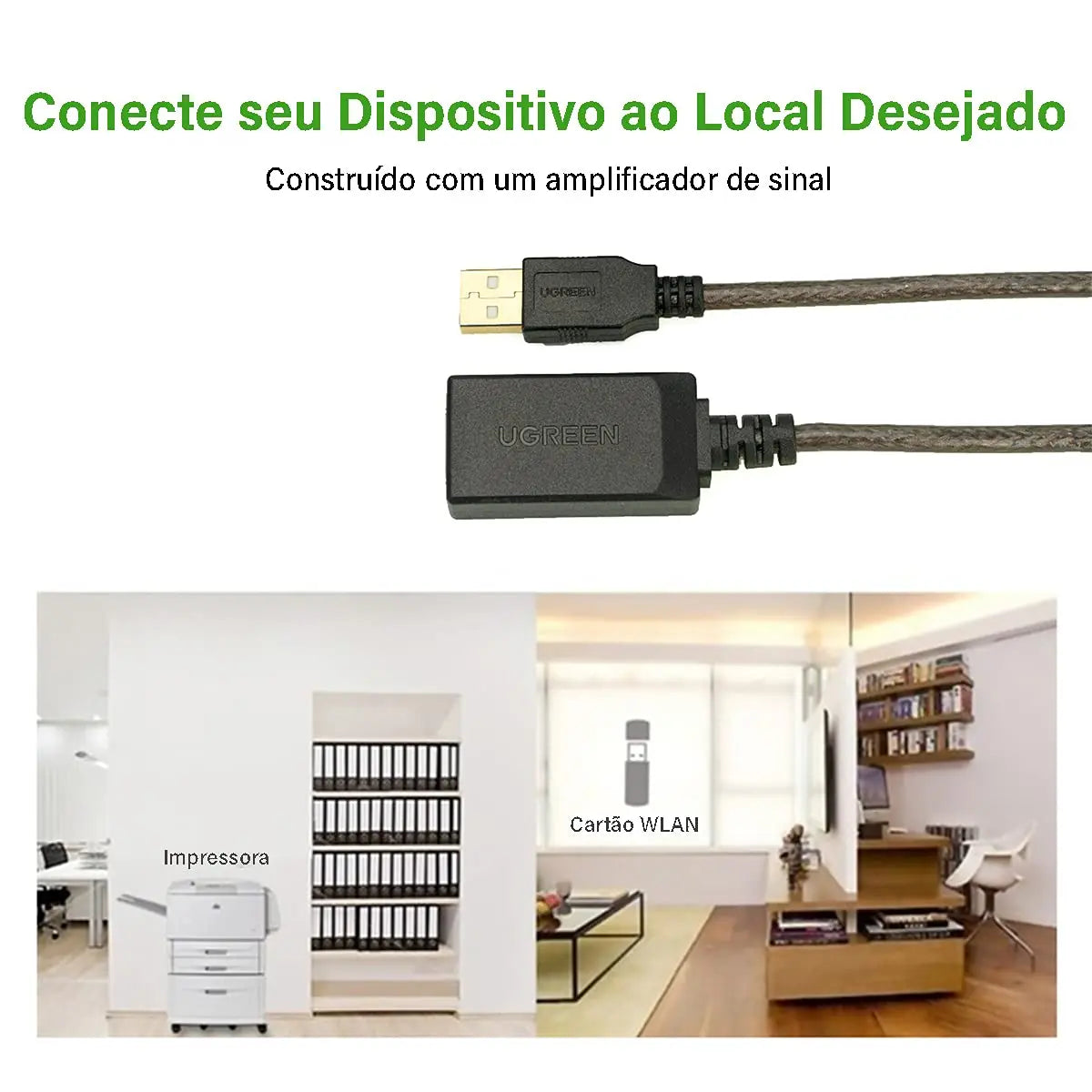 UGREEN USB 2.0 Active Extension Cable 15M Signal Booster Repeater A Male to Female Keyboard Mouse Printer Webcam (10323) Ugreen