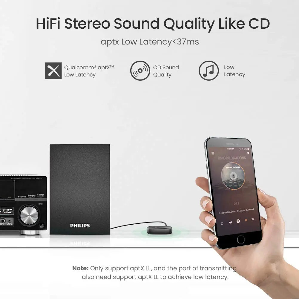 UGREEN Bluetooth Receiver 5.0 Car Adapter Portable Wireless Audio 3.5mm AUX Music Streaming Speaker Hands-Free Mic (70304) Ugreen