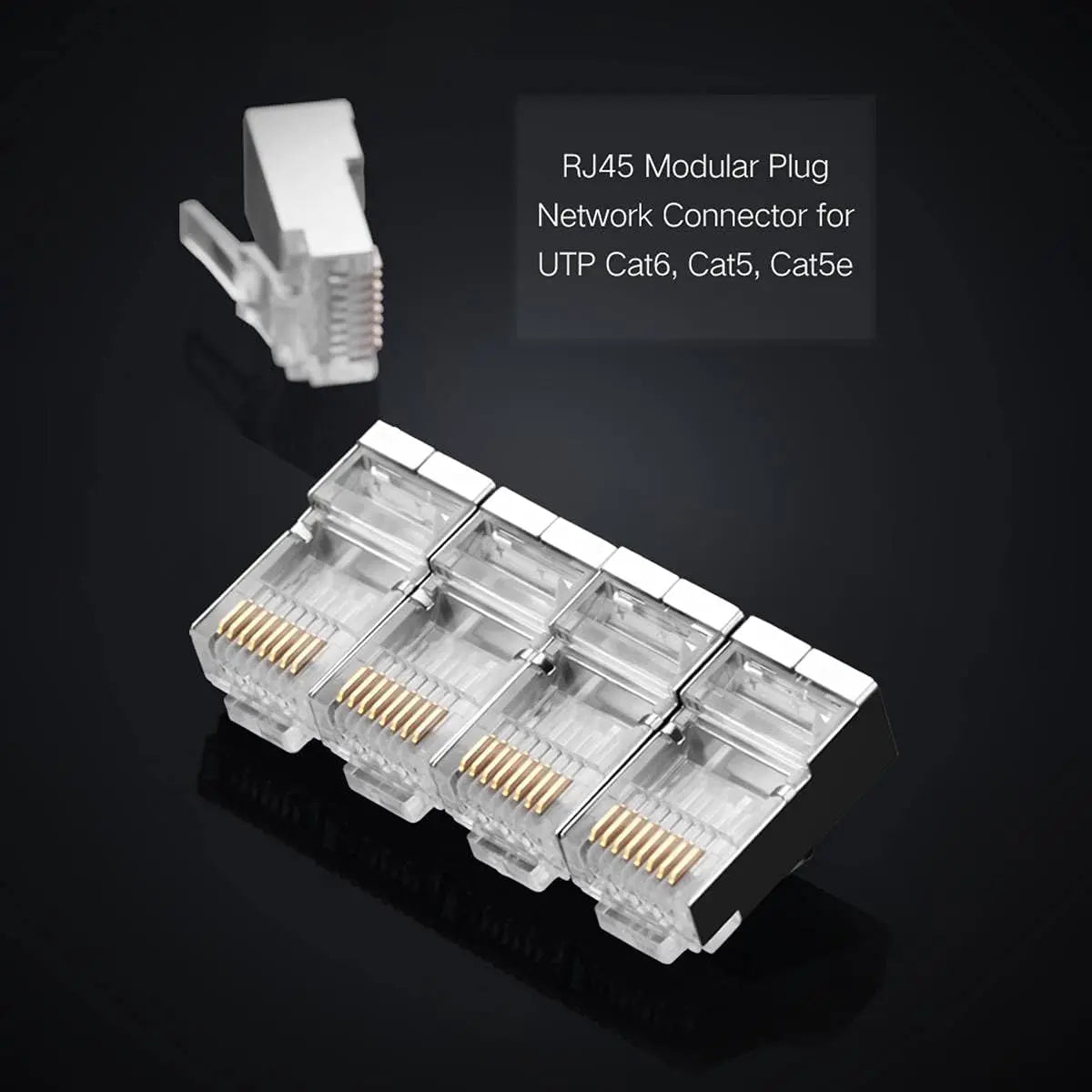UGREEN Cat 6 Shielded RJ45 Connectors 100-Pack Crystal Head Plugs Gold Plated STP Network Cable Ends Ethernet LAN (50248) Ugreen