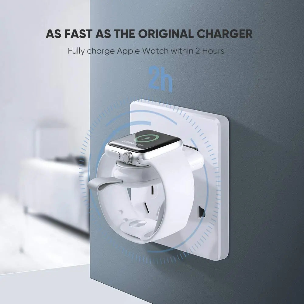 UGREEN MFi Certified Wireless Apple Watch Charger Magnetic Portable Travel Charger Series 1-5 All Sizes White 50944 Ugreen