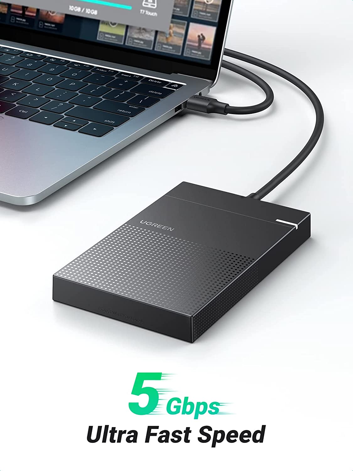UGREEN 2.5 Inch External Hard Drive Enclosure 5Gbps USB 3.0 UASP Tool-Free 1.6FT Cable 7mm 9.5mm SATA SSD HDD (30719) Ugreen