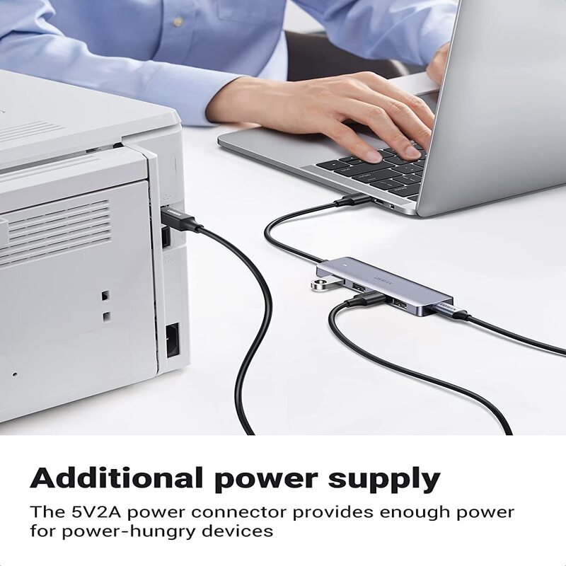 UGREEN 4-Port USB 3.0 Hub 5V Micro USB Power MacBook Mac Pro Mini iMac Surface XPS IdeaPad MateBook USB Flash Drive (50985) Ugreen