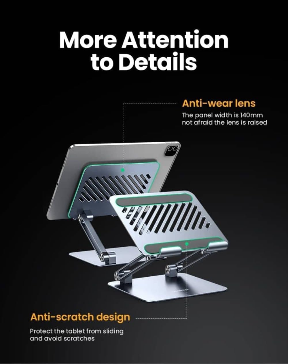 UGREEN Foldable Adjustable Aluminum Laptop Stand Portable Ergonomic Notebook Riser MacBook Dell HP Lenovo ASUS 15.6" (40291) Ugreen
