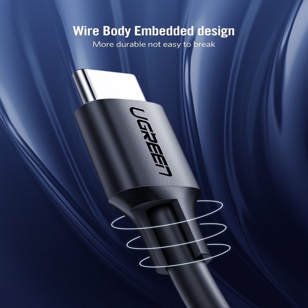 UGREEN USB C 2.0 Cable 3M 60W Male to Male Power Delivery 2.0 QC 2.0/3.0 Fast Charging Type-C Data Transfer Cable (60788) Ugreen