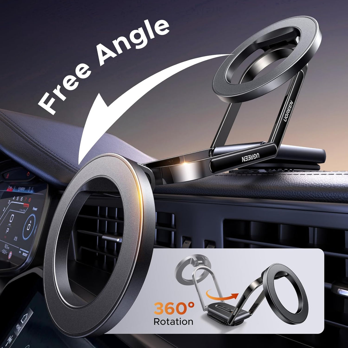 UGREEN MagSafe Car Mount Dashboard 360° Rotation Magnetic Phone Holder iPhone 16 15 14 13 12 MagSafe Case Strongest (65186) Ugreen