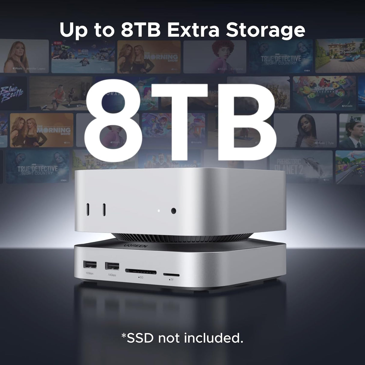 UGREEN Mac mini M4 Dock 11-in-1 USB C Hub 8TB M.2 NVMe 10Gbps 5X USB-A 2X Type-C SD/TF Card Docking Station (65487) Ugreen