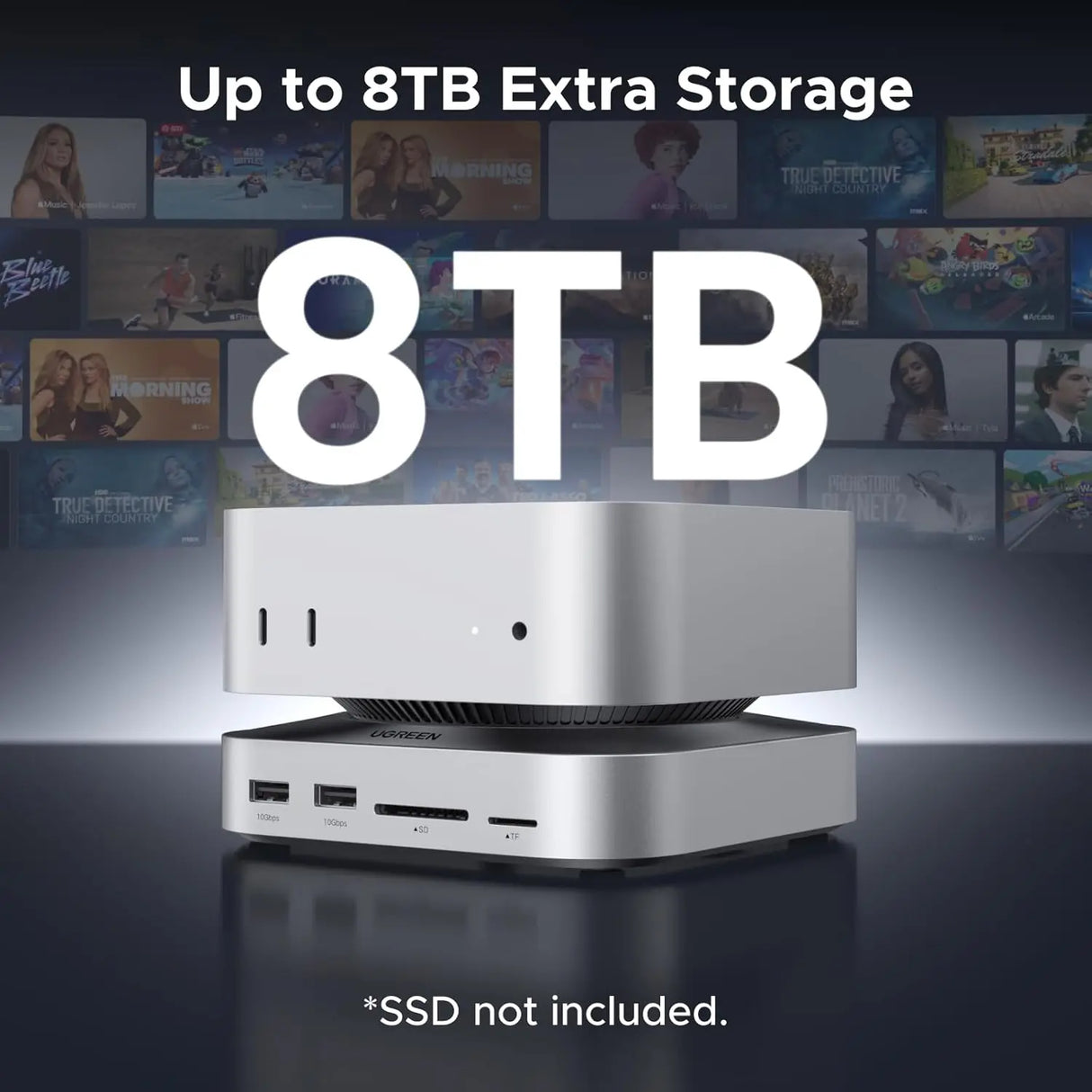 UGREEN Mac mini M4 Dock 11-in-1 USB C Hub 8TB M.2 NVMe 10Gbps 5X USB-A 2X Type-C SD/TF Card Docking Station (65487) Ugreen