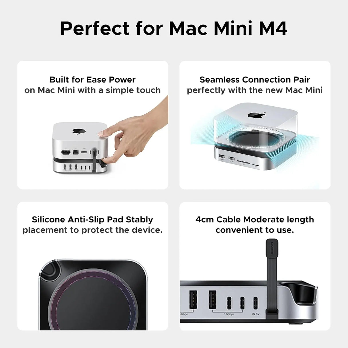 UGREEN Mac mini M4 Dock 11-in-1 USB C Hub 8TB M.2 NVMe 10Gbps 5X USB-A 2X Type-C SD/TF Card Docking Station (65487) Ugreen