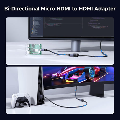 UGREEN Micro HDMI to HDMI 2.1 Adapter 8K 60Hz 4K 240Hz Ultra HD Video Converter Camera Raspberry Pi Tablet Monitor (65593) Ugreen India
