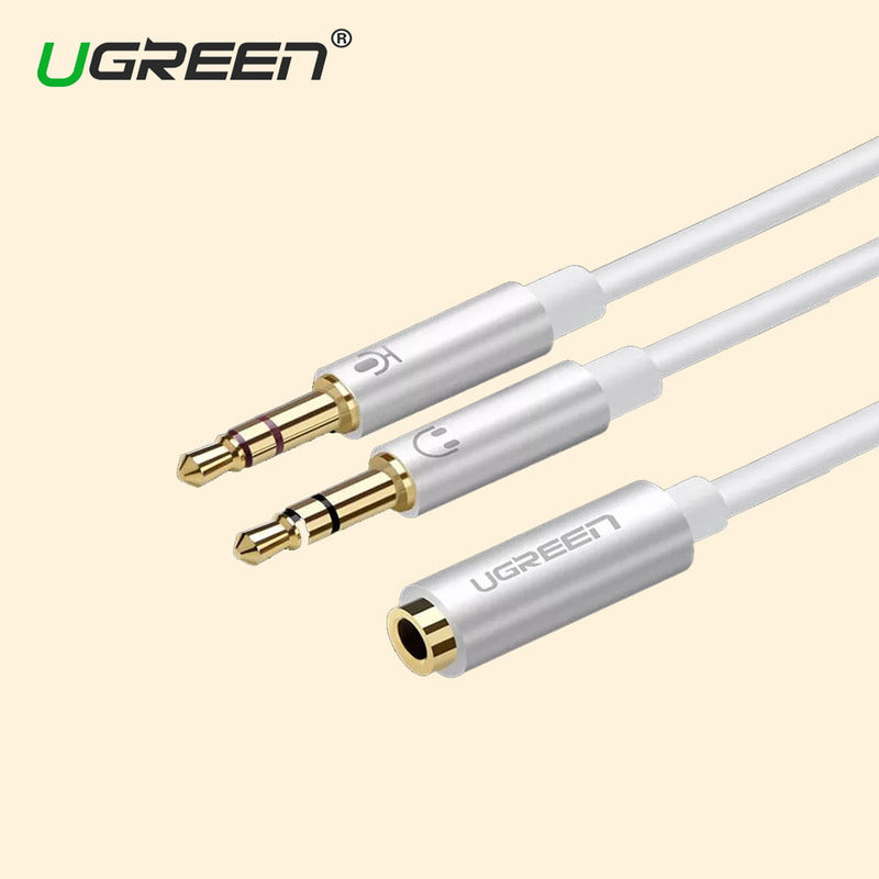 UGREEN 20cm 3.5mm Audio Splitter Cable 1 Female to 2 Male Headphone Mic Jack Adapter ABS Case PC Laptop Headset 20897 Ugreen