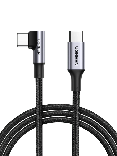 UGREEN 1M USB-C to USB-C Angled Cable 100W Fast Charging 5A PD Nylon Braided MacBook Pro iPad Pro Galaxy S21 70643 Ugreen